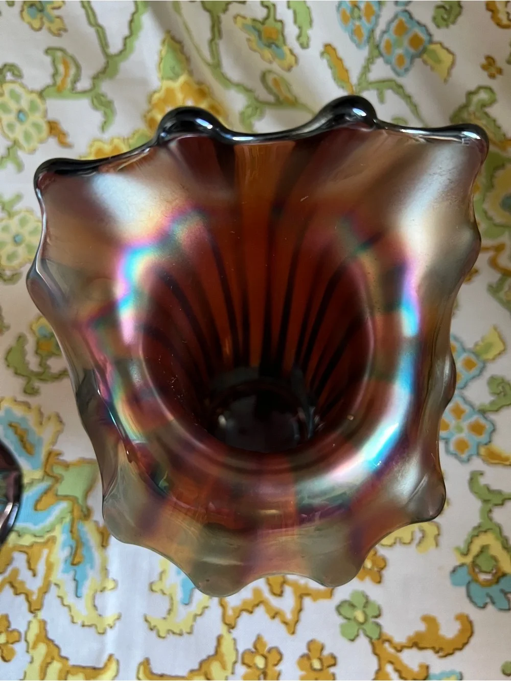 Antique Carnival Glass Jack in The Pulpit Vases - Pair